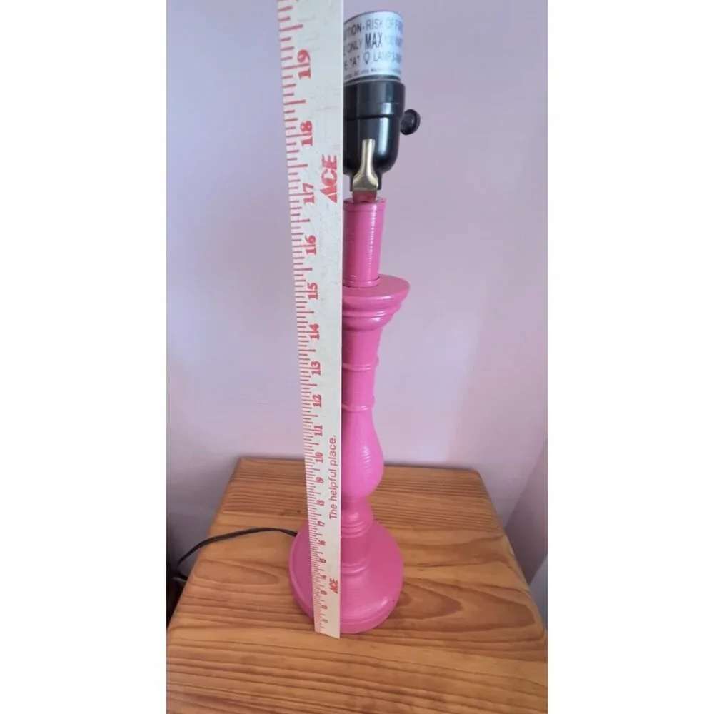 Custom Lamp Tall Burlap Shade Wood Beads Pink Unique Designer 25